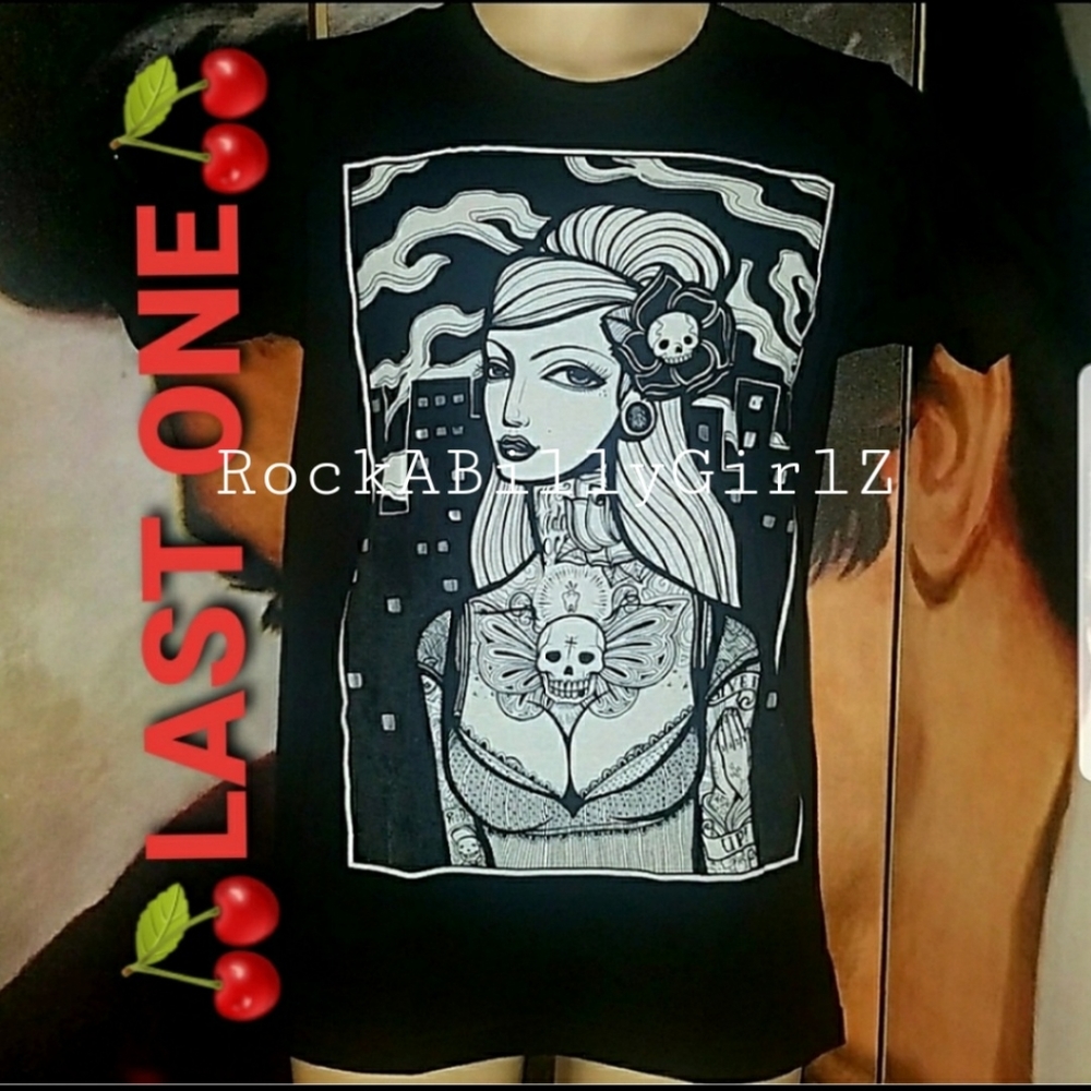 Black Market Mi Vida Loca Shirt Tattooed Latina Skull Butterfly Tattoo Art Shirt